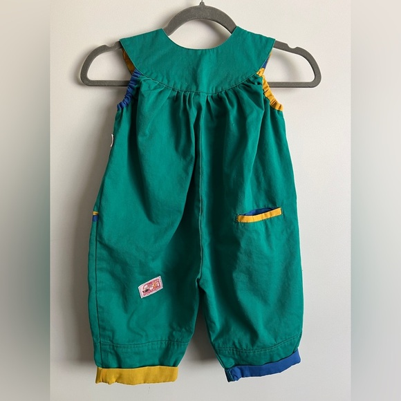 Vintage Color block Blue and Yellow Kids Overalls Jumpsuit Size 2/92 - Picture 6 of 7